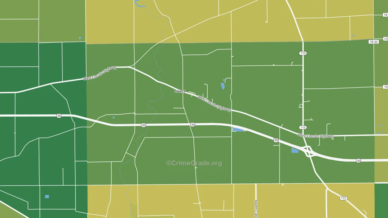 Gomer, OH Map of Drug-Related Crime Rates