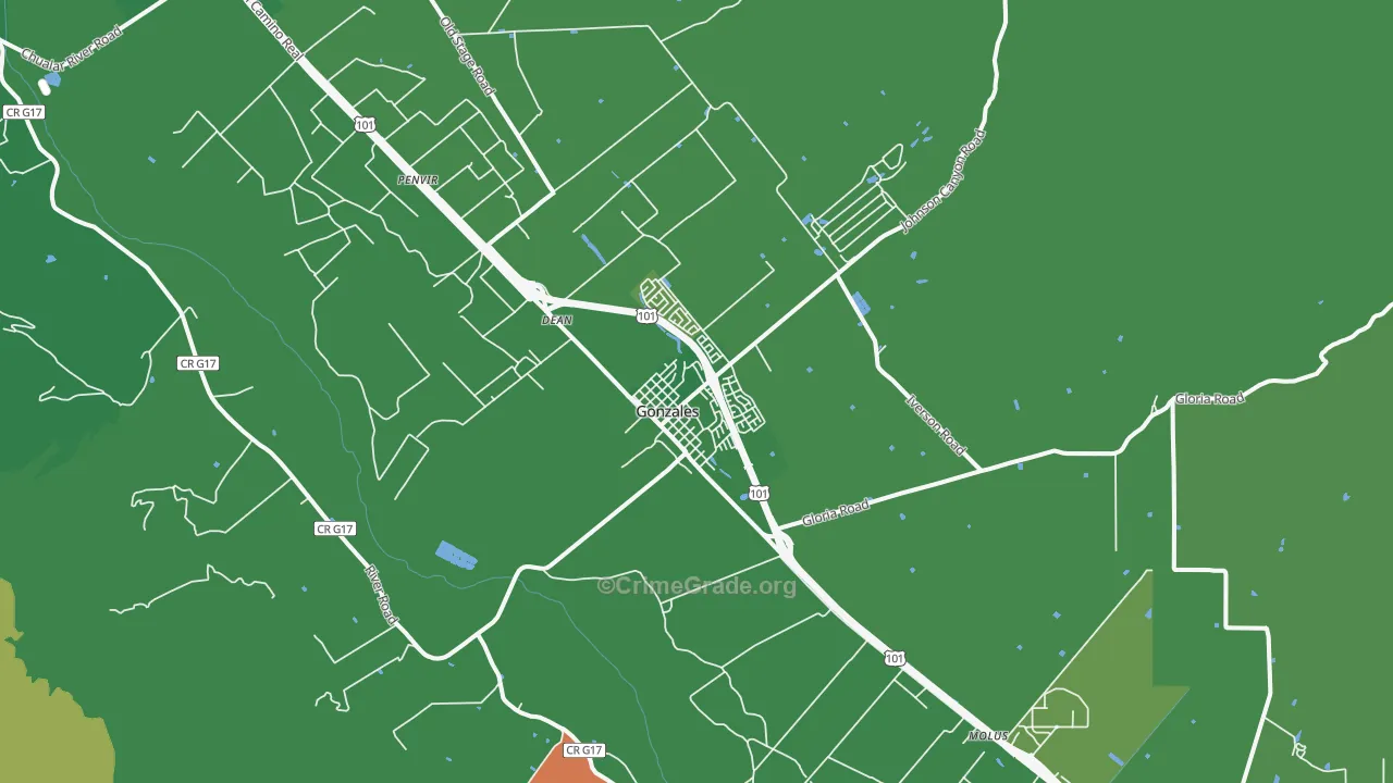 Gonzales, CA Map of Drug-Related Crime Rates