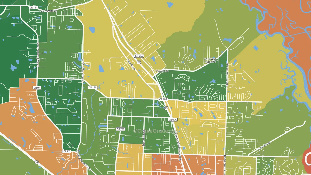 Gonzalez, FL Map of Drug-Related Crime Rates