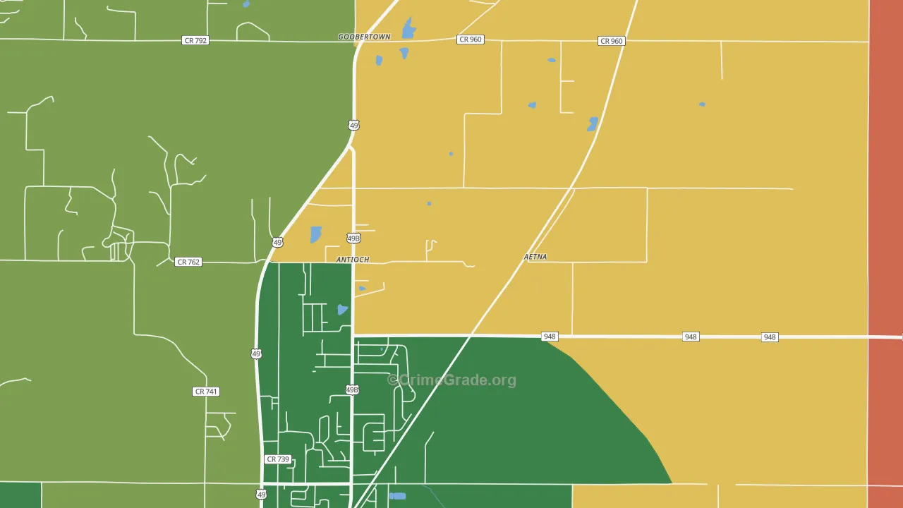 Goobertown, AR Map of Drug-Related Crime Rates