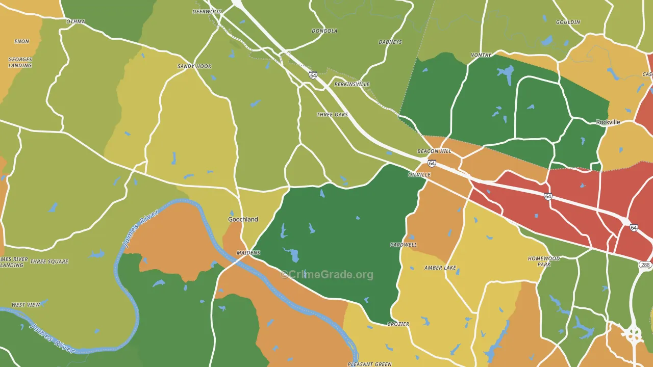 Goochland County, VA Map of Drug-Related Crime Rates
