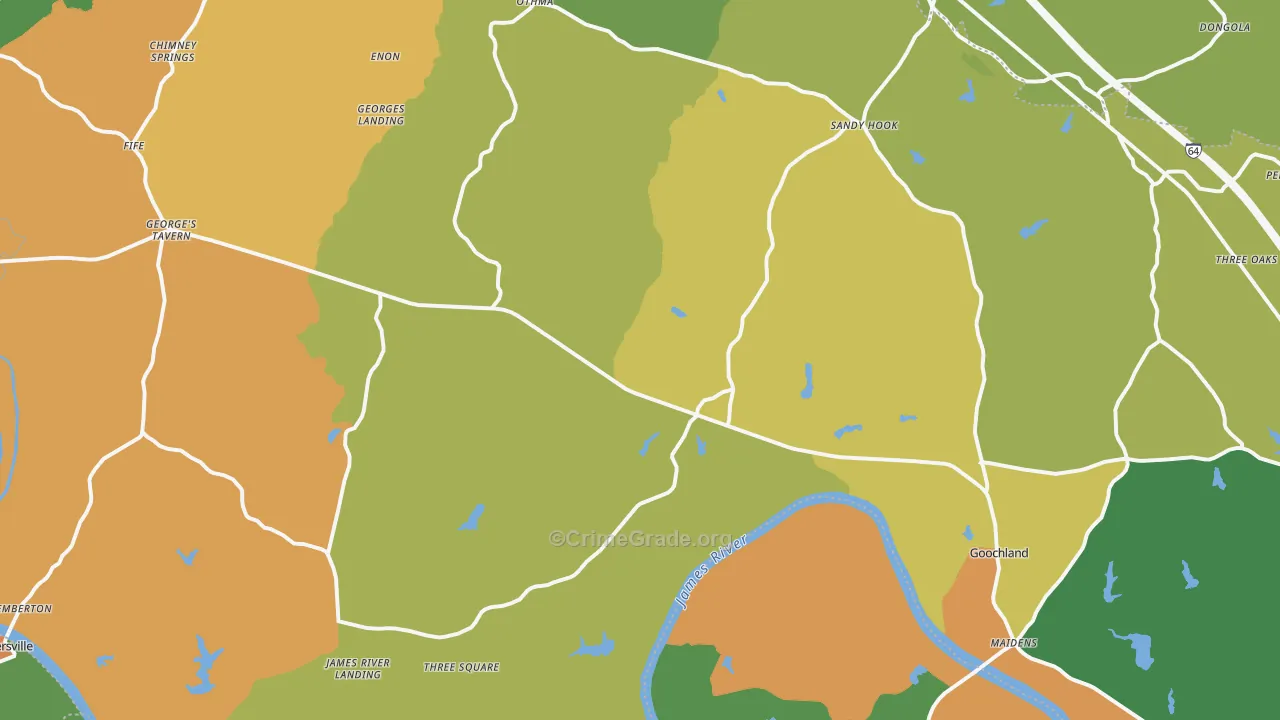 Goochland, VA Map of Drug-Related Crime Rates