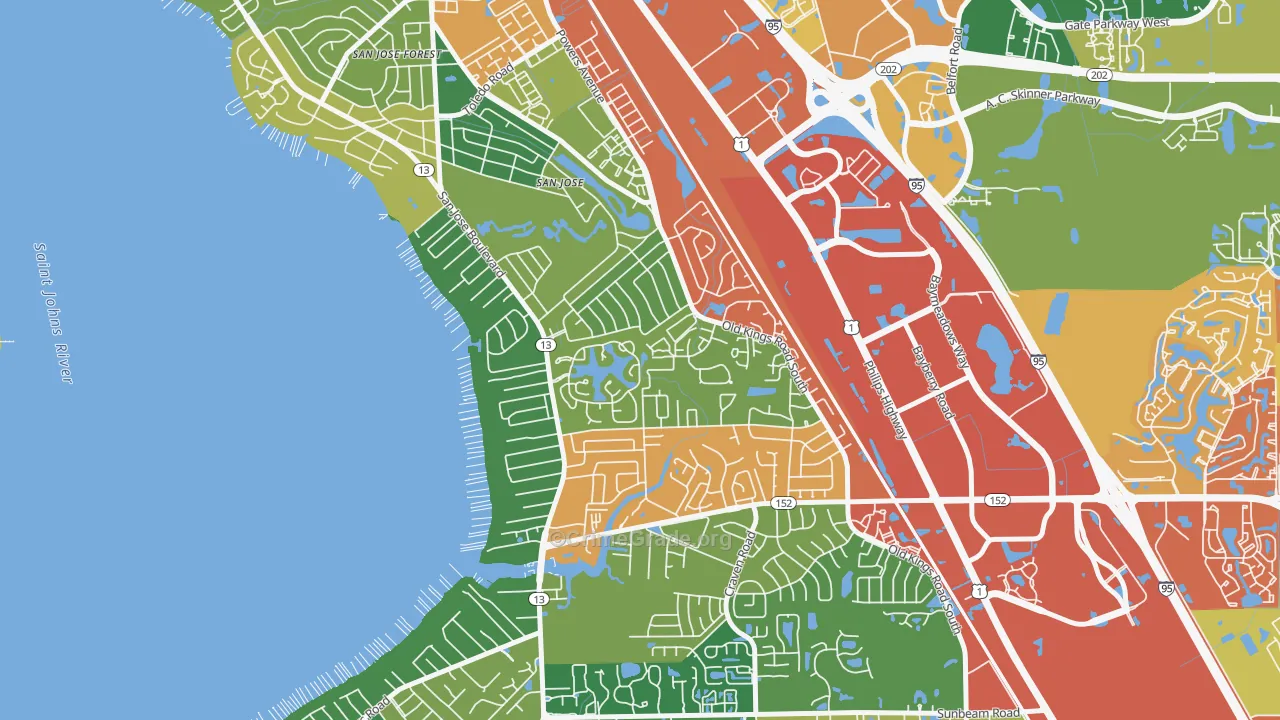 Goodby's Creek, Jacksonville, FL Map of Drug-Related Crime Rates