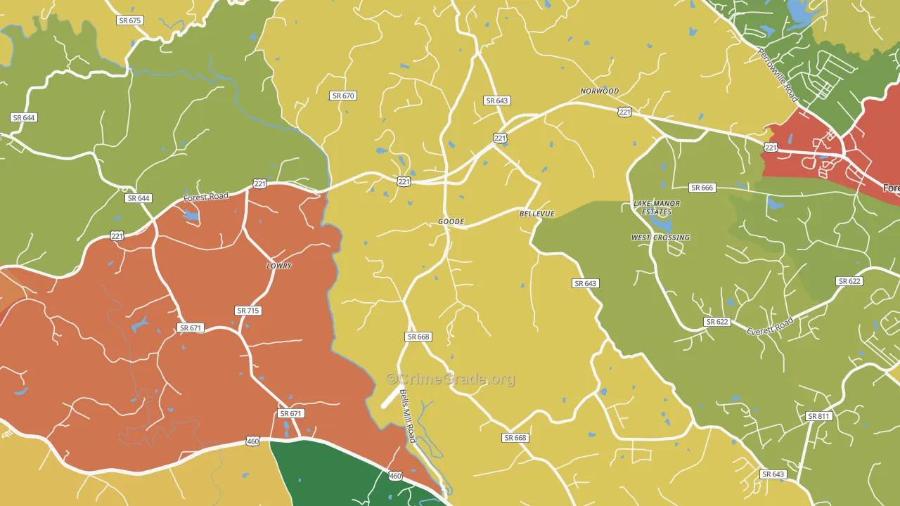 Goode, VA Map of Drug-Related Crime Rates