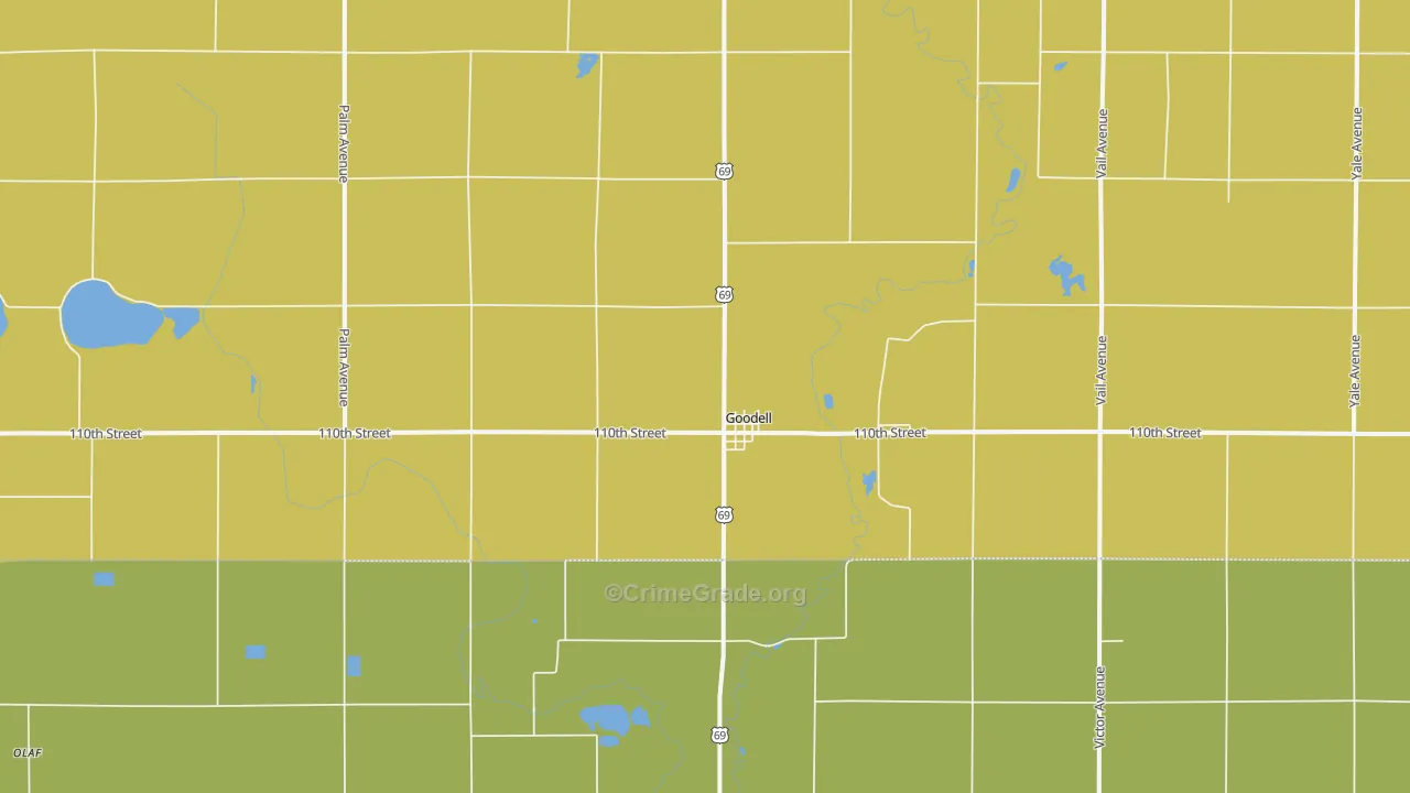 Goodell, IA Map of Drug-Related Crime Rates
