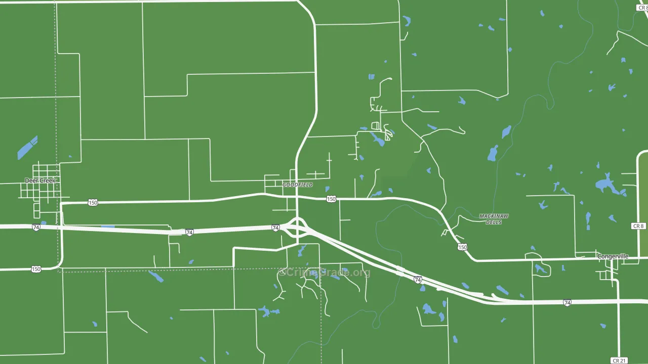 Goodfield, IL Map of Drug-Related Crime Rates