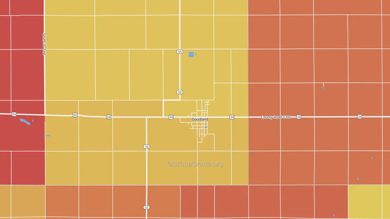 Goodland, IN Map of Drug-Related Crime Rates