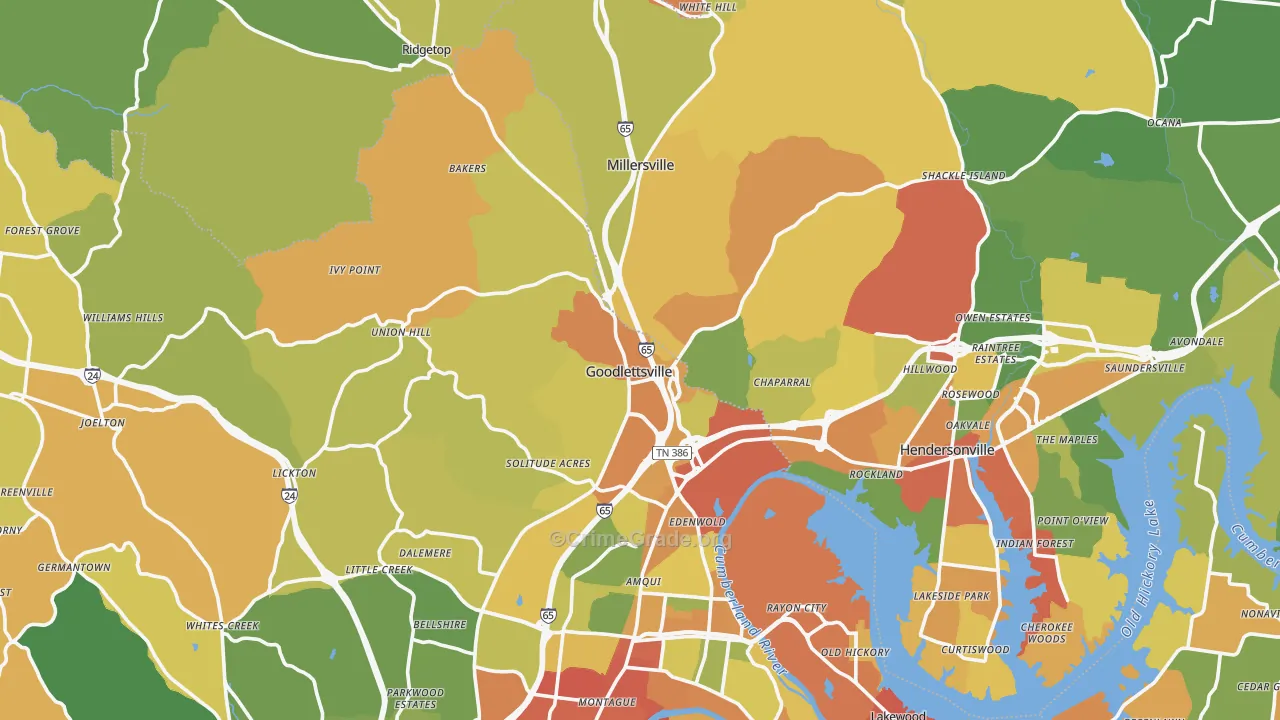 Goodlettsville, TN Map of Drug-Related Crime Rates