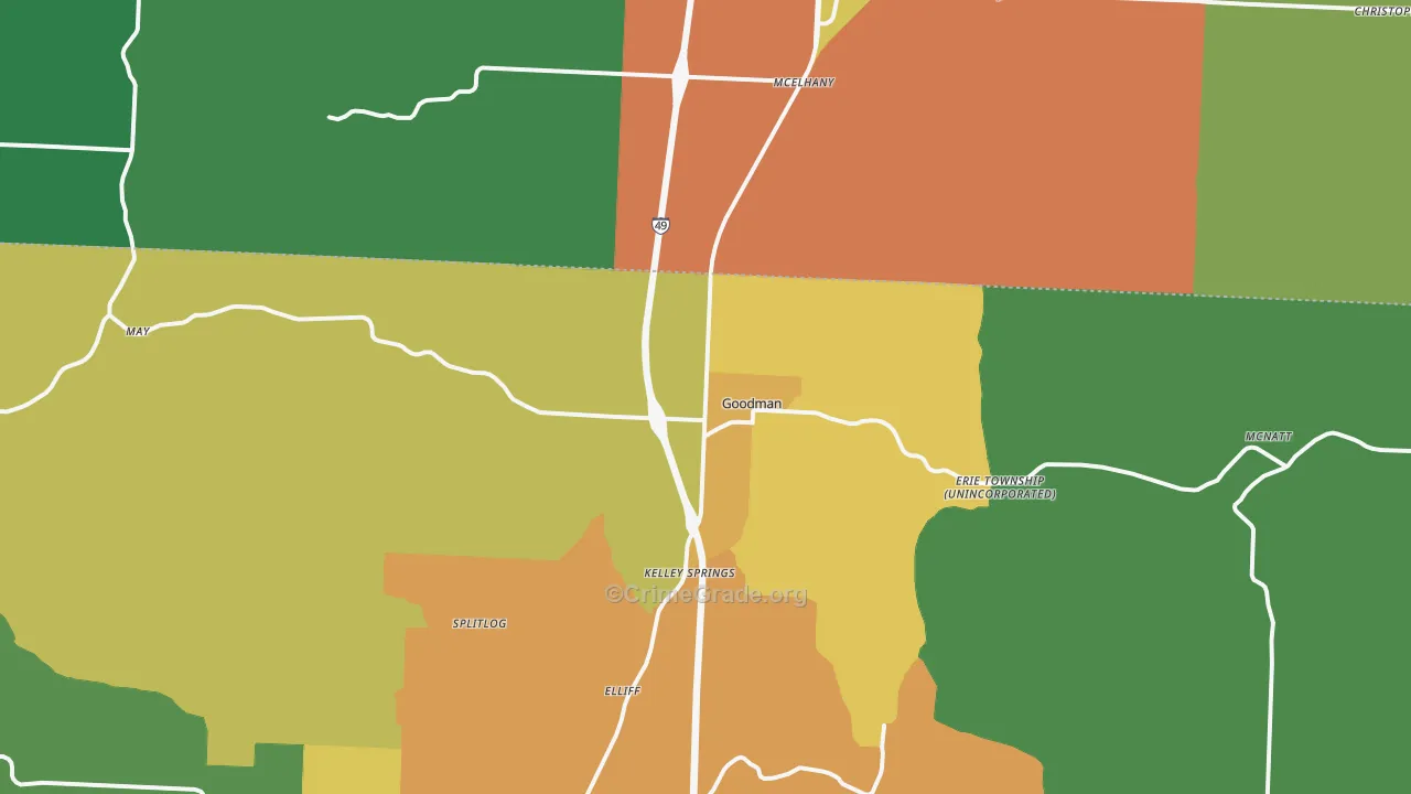 Goodman, MO Map of Drug-Related Crime Rates