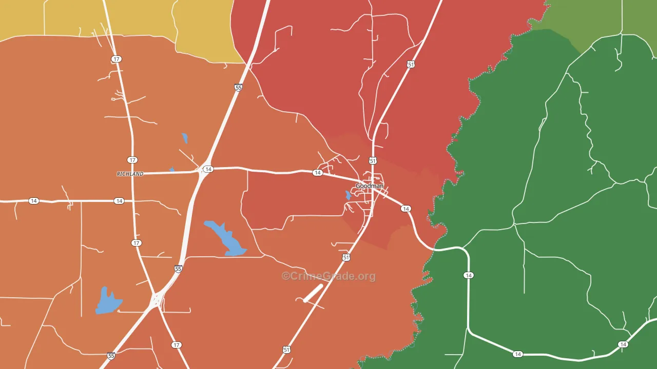 Goodman, MS Map of Drug-Related Crime Rates