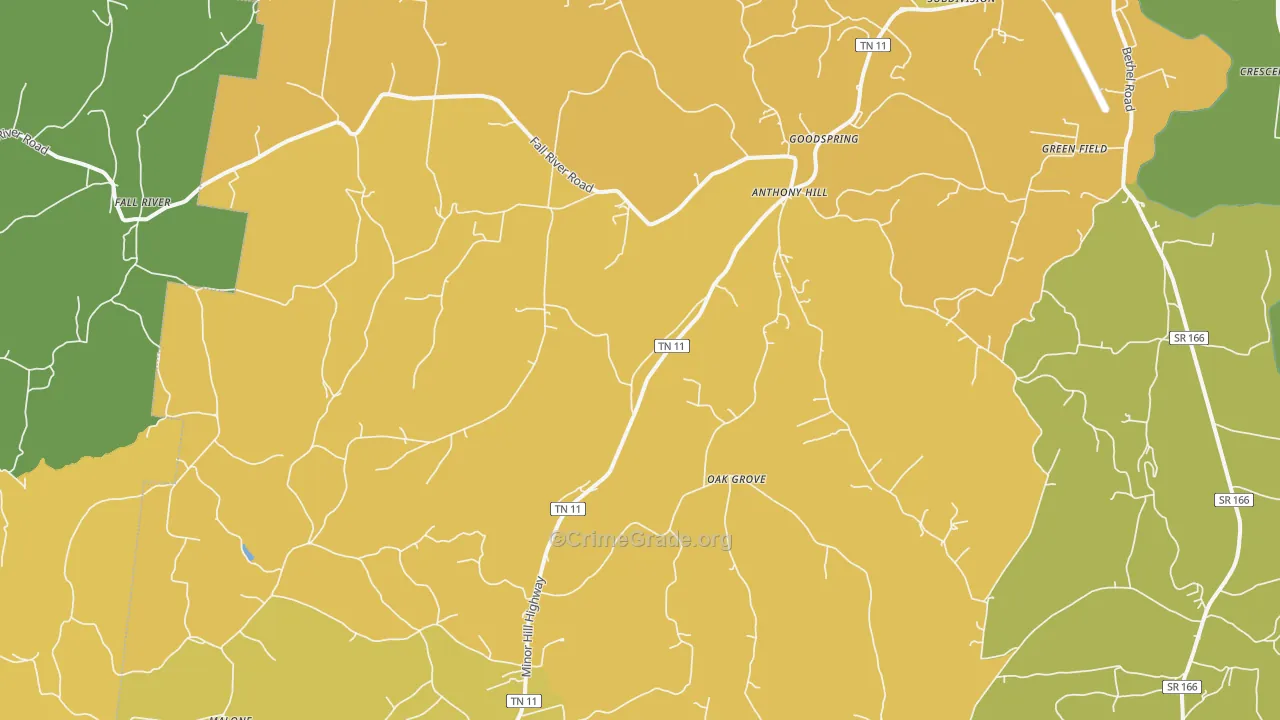 Goodspring, TN Map of Drug-Related Crime Rates