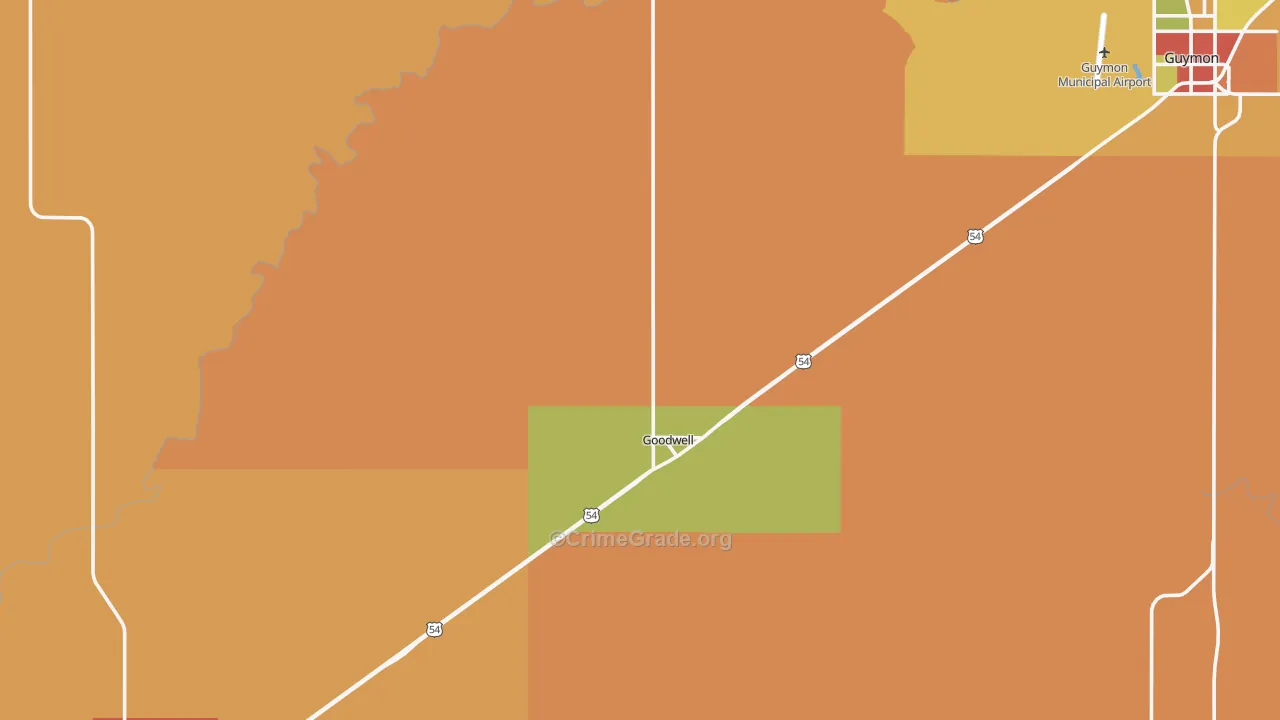 Goodwell, OK Map of Drug-Related Crime Rates