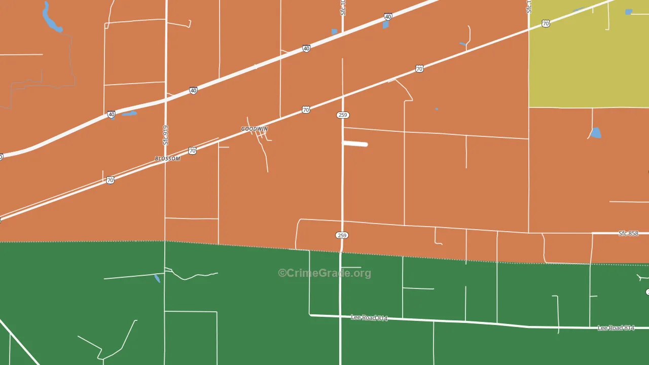 Goodwin, AR Map of Drug-Related Crime Rates