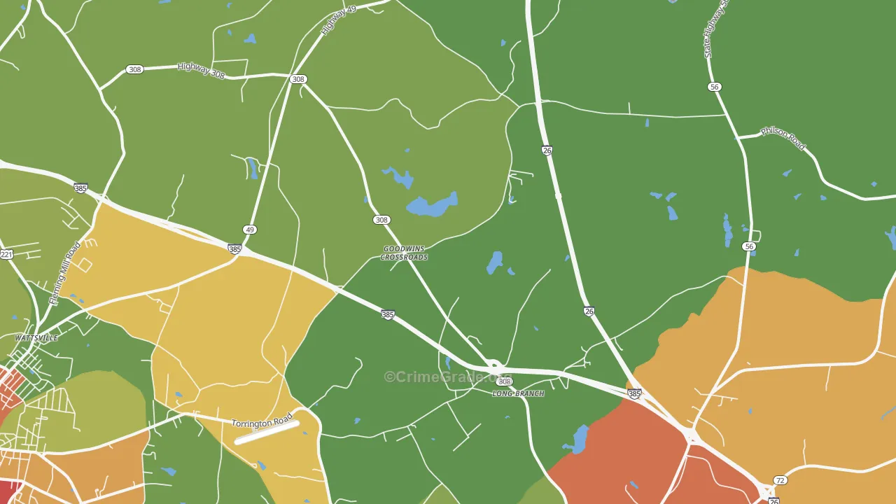 Goodwins Crossroads, SC Map of Drug-Related Crime Rates