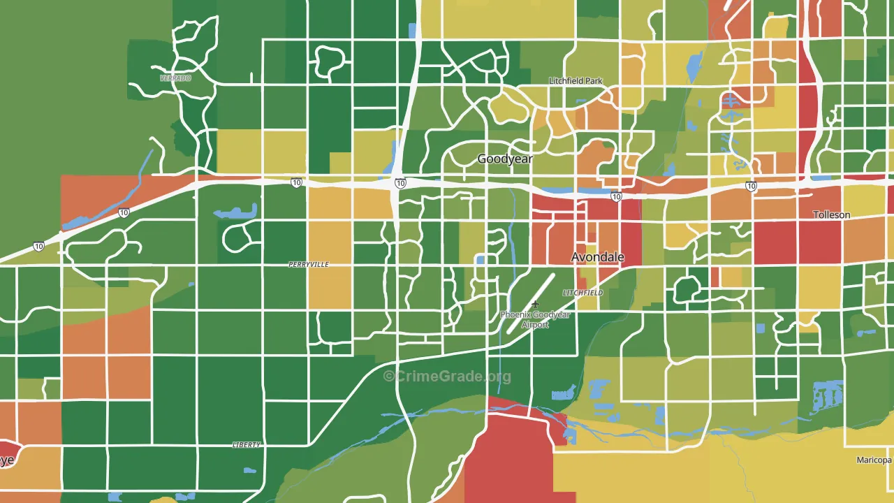Goodyear, AZ Map of Drug-Related Crime Rates