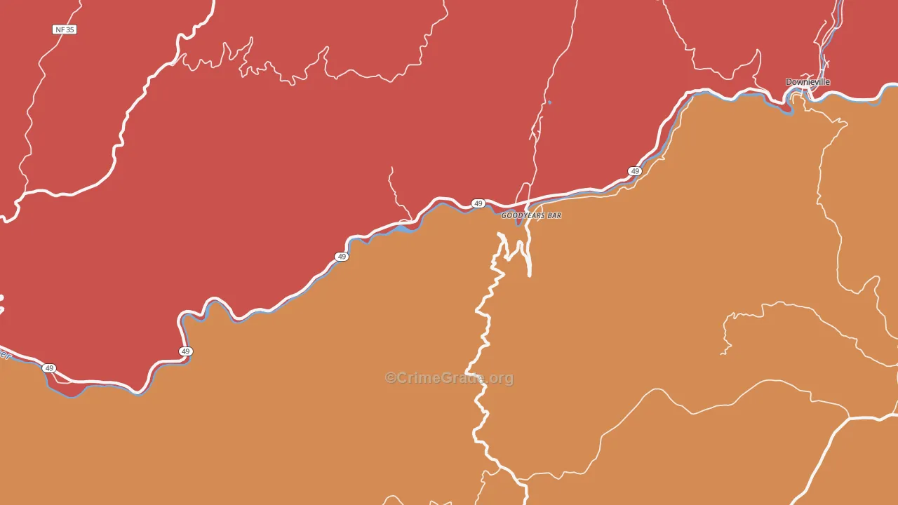 Goodyears Bar, CA Map of Drug-Related Crime Rates