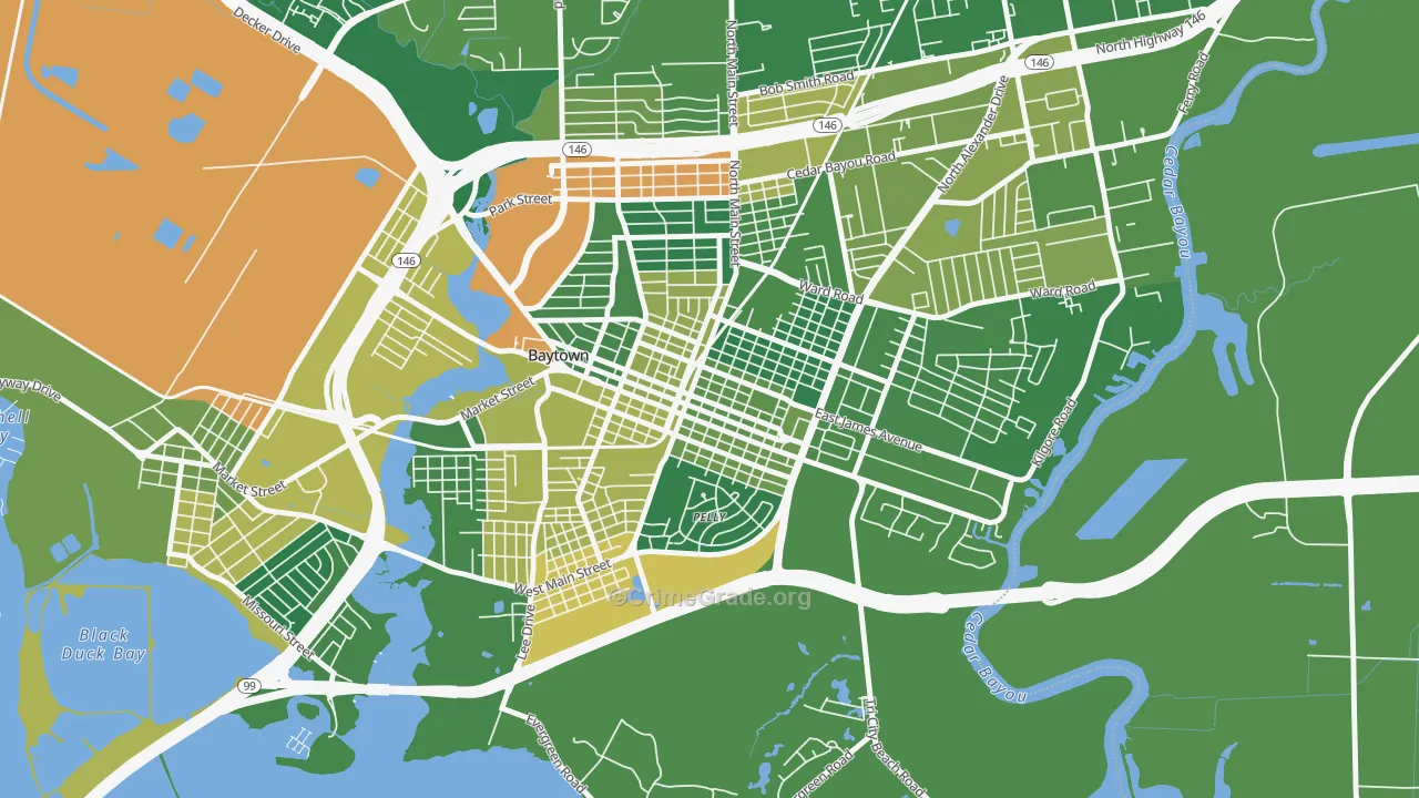 Goose Creek, Baytown, TX Map of Drug-Related Crime Rates