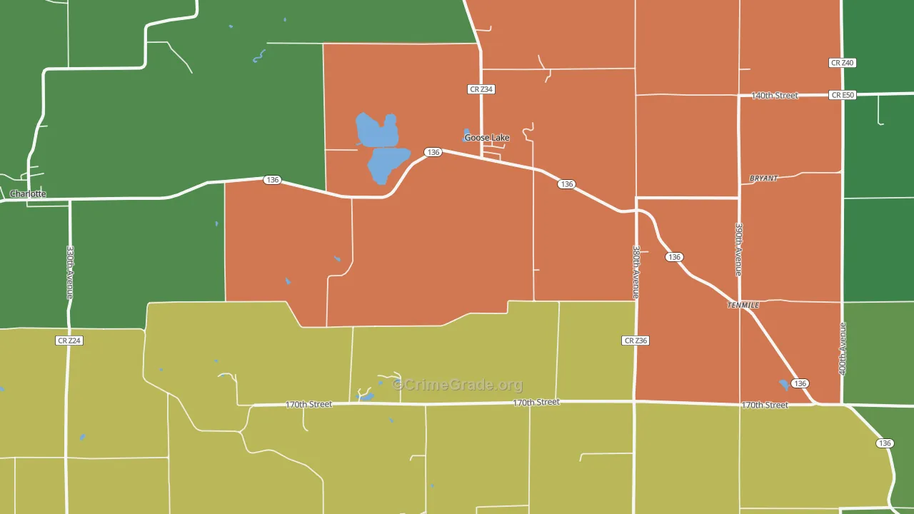 Goose Lake, IA Map of Drug-Related Crime Rates