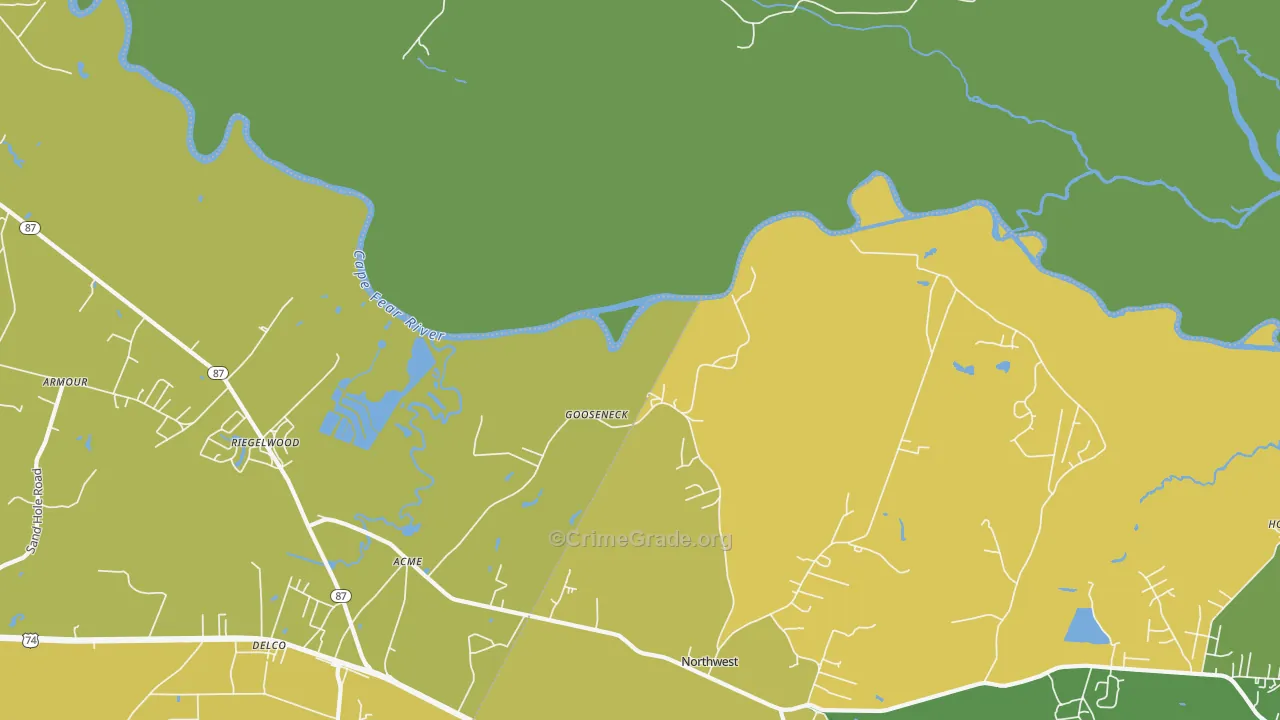 Gooseneck, NC Map of Drug-Related Crime Rates