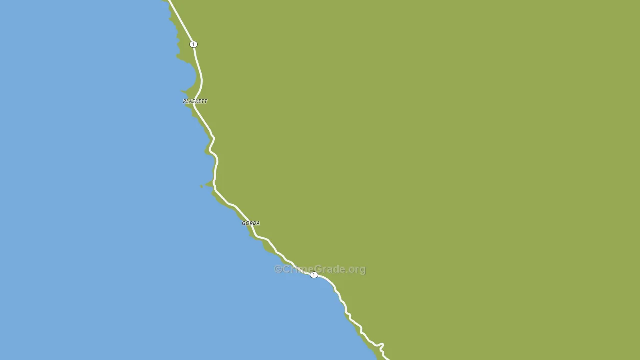 Gorda, CA Map of Drug-Related Crime Rates