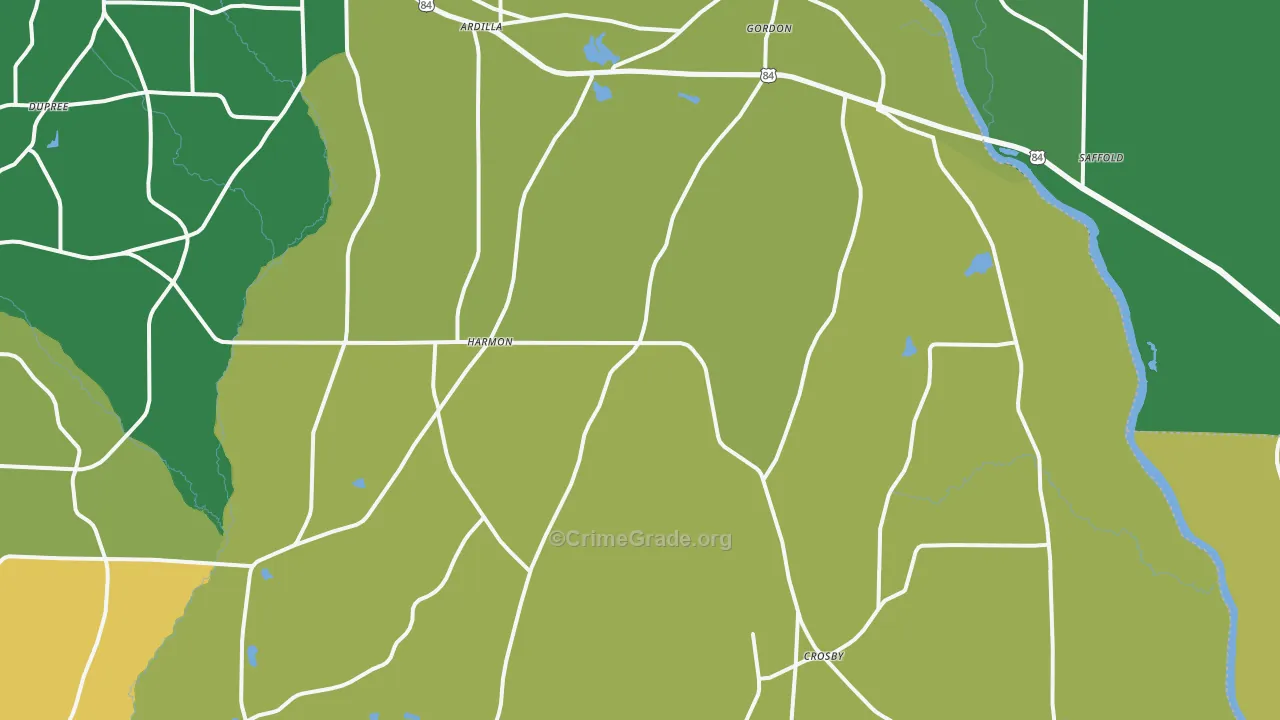 Gordon, AL Map of Drug-Related Crime Rates