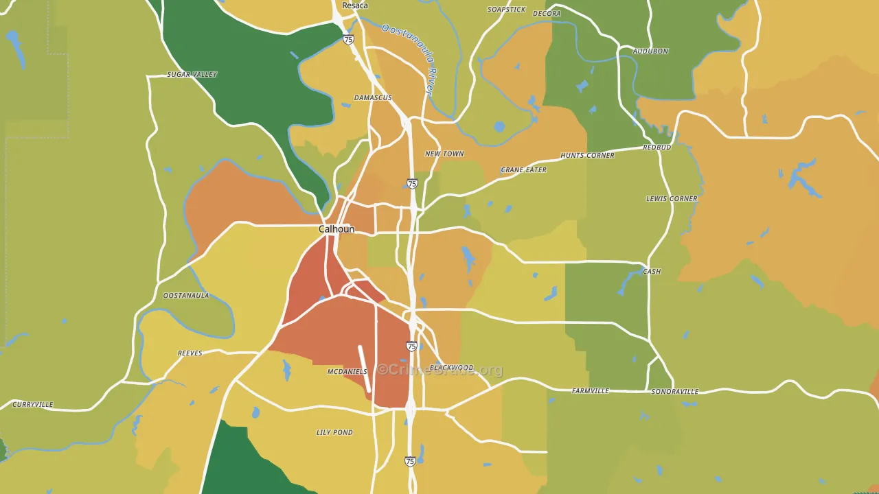 Gordon County, GA Map of Drug-Related Crime Rates