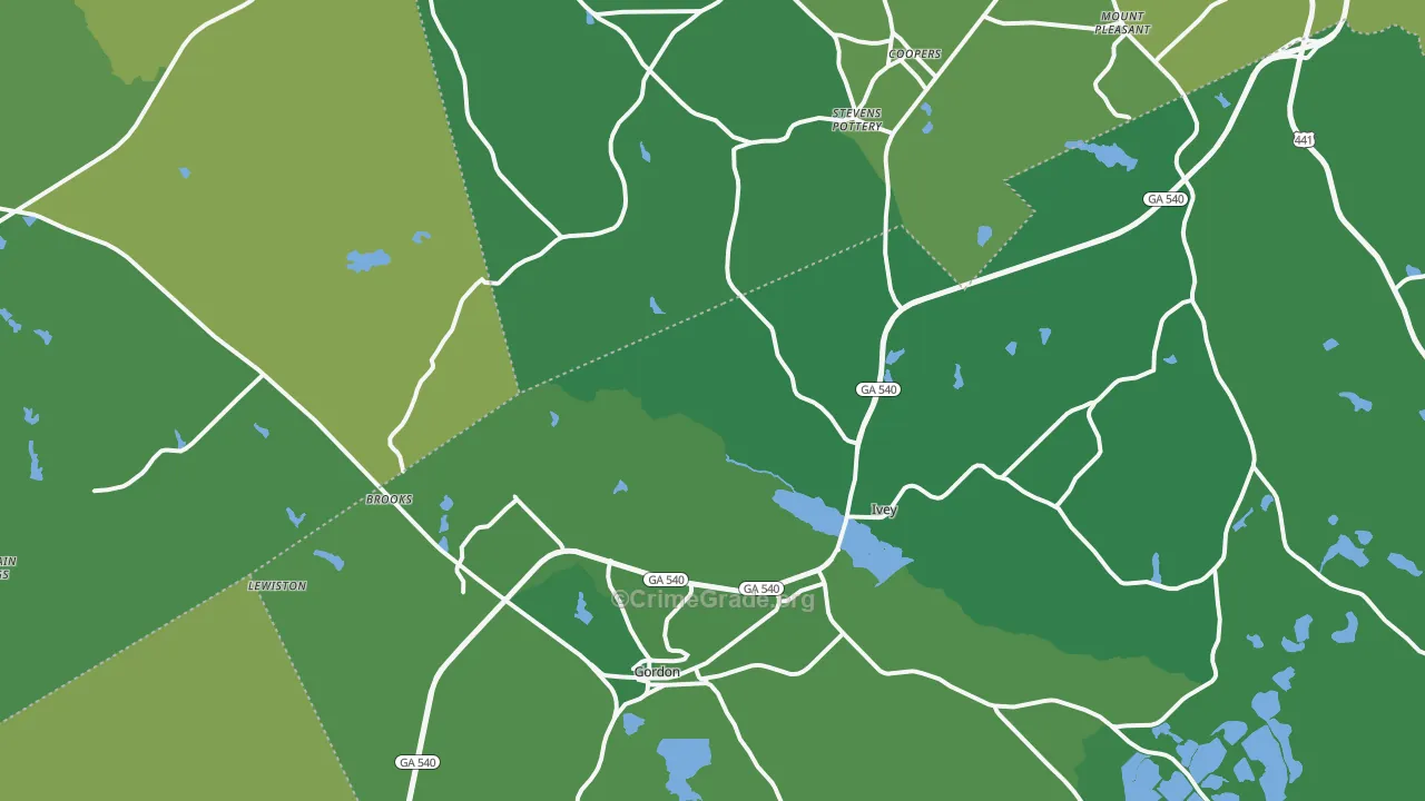 Gordon, GA Map of Drug-Related Crime Rates