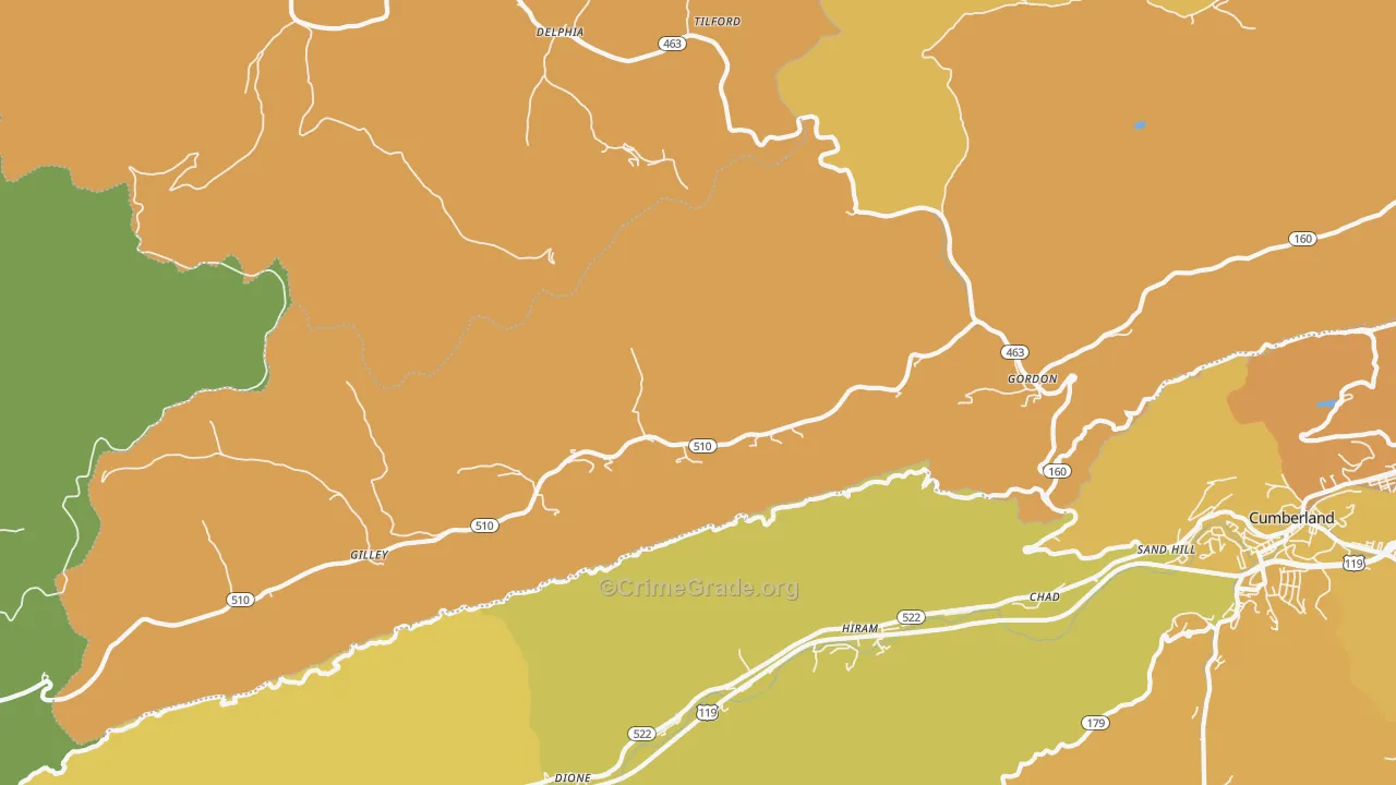 Gordon, KY Map of Drug-Related Crime Rates