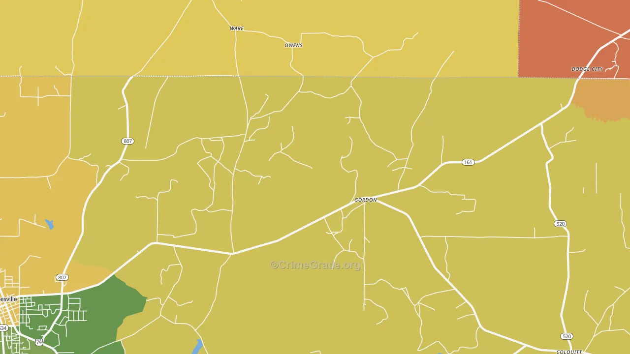 Gordon, LA Map of Drug-Related Crime Rates