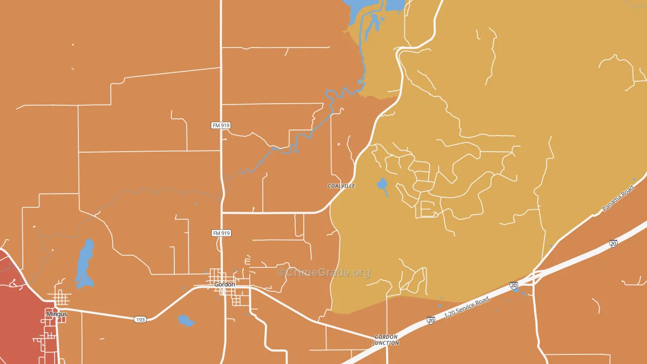 Gordon, TX Map of Drug-Related Crime Rates