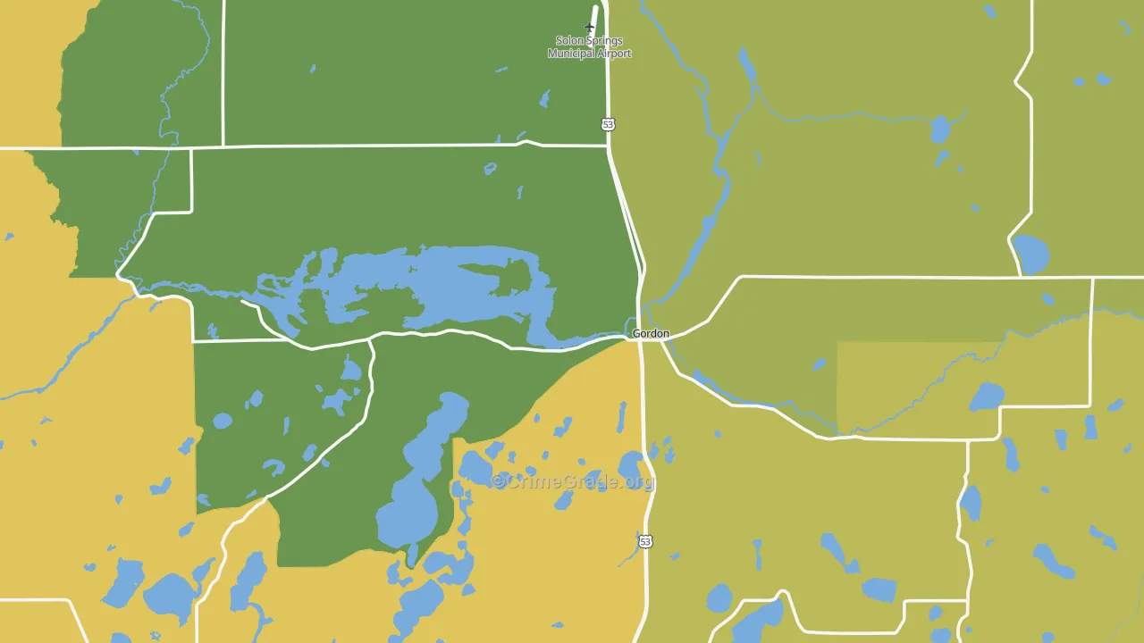 Gordon, WI Map of Drug-Related Crime Rates