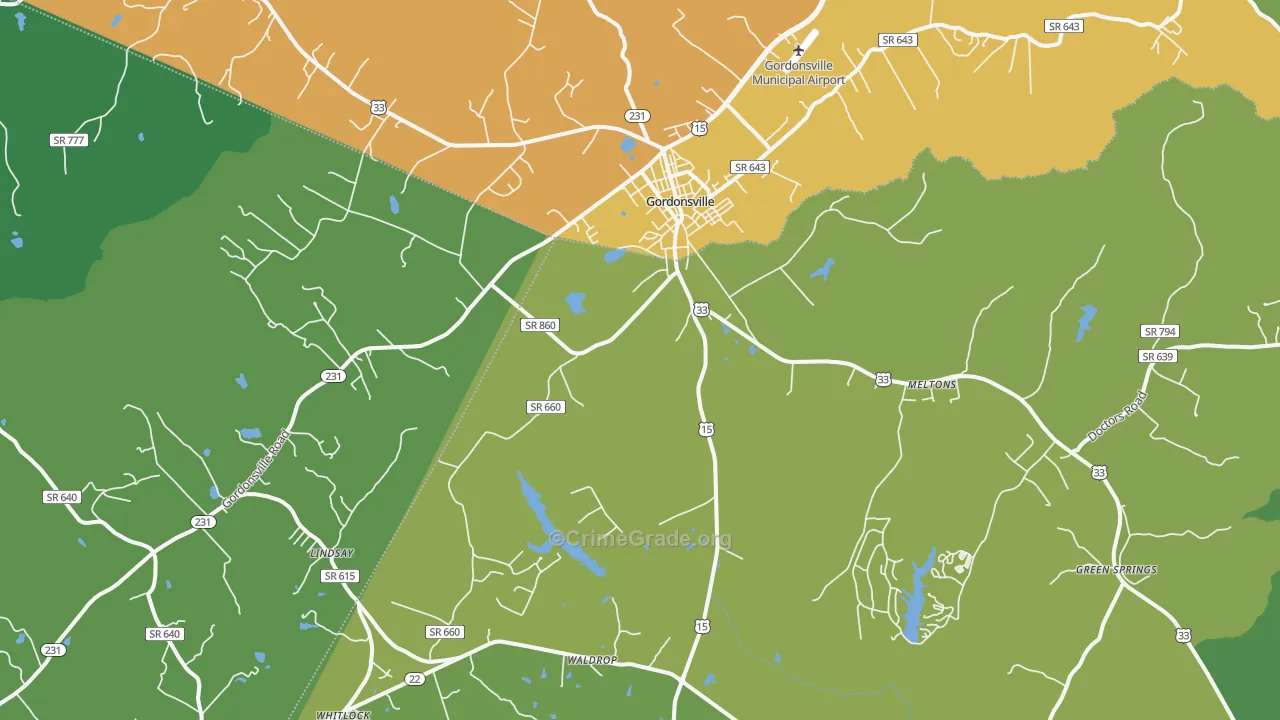 Gordonsville, VA Map of Drug-Related Crime Rates