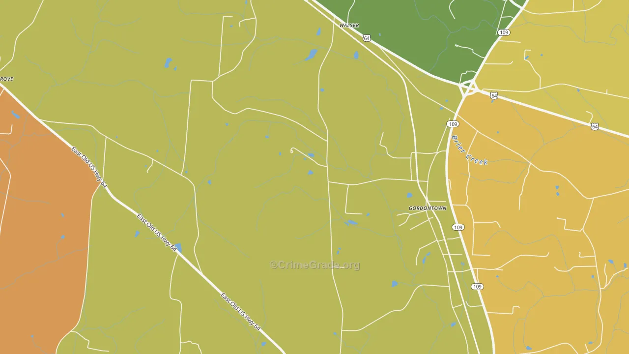 Gordontown, NC Map of Drug-Related Crime Rates