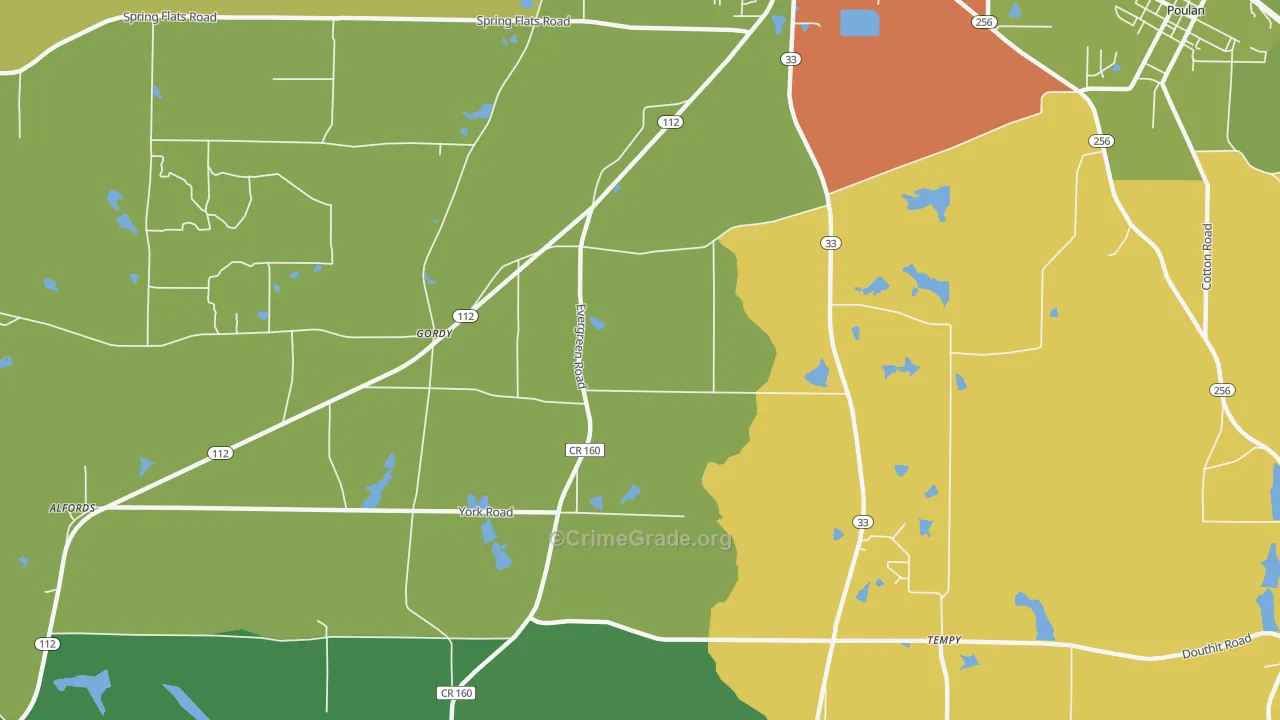 Gordy, GA Map of Drug-Related Crime Rates