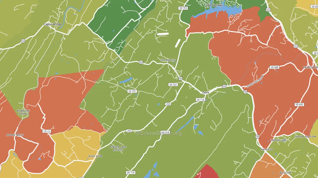 Gore, VA Map of Drug-Related Crime Rates