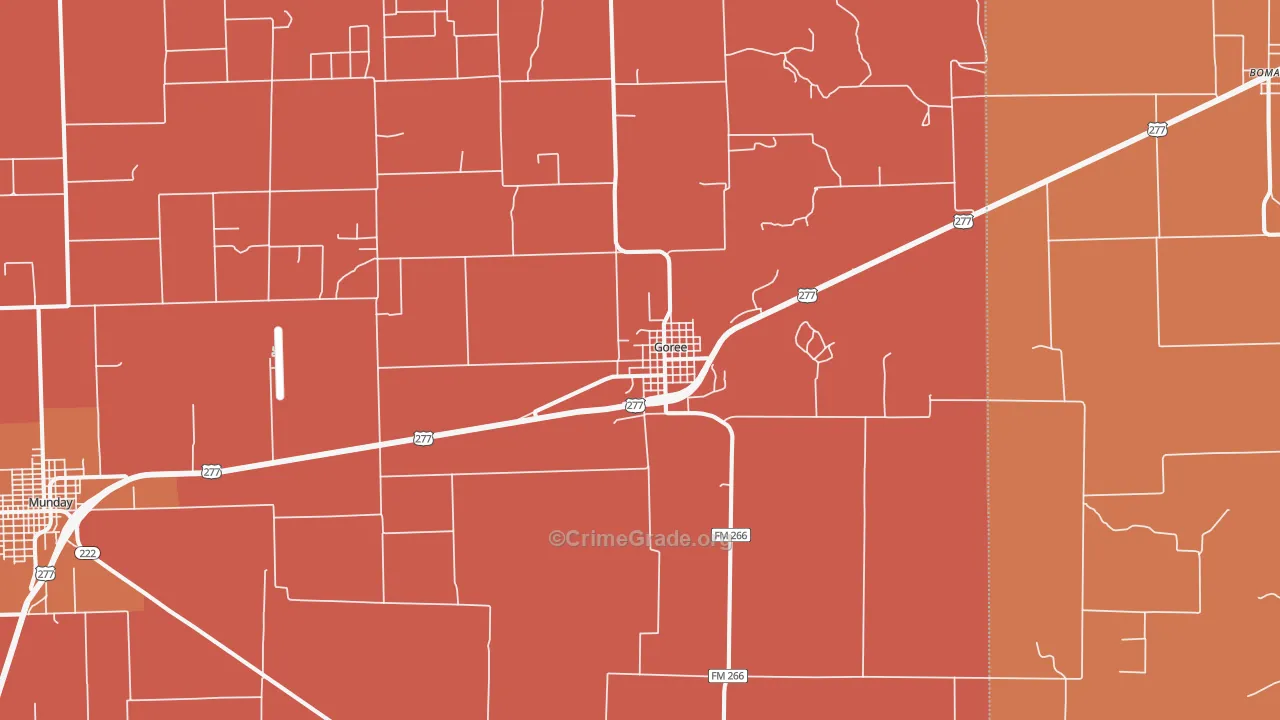 Goree, TX Map of Drug-Related Crime Rates