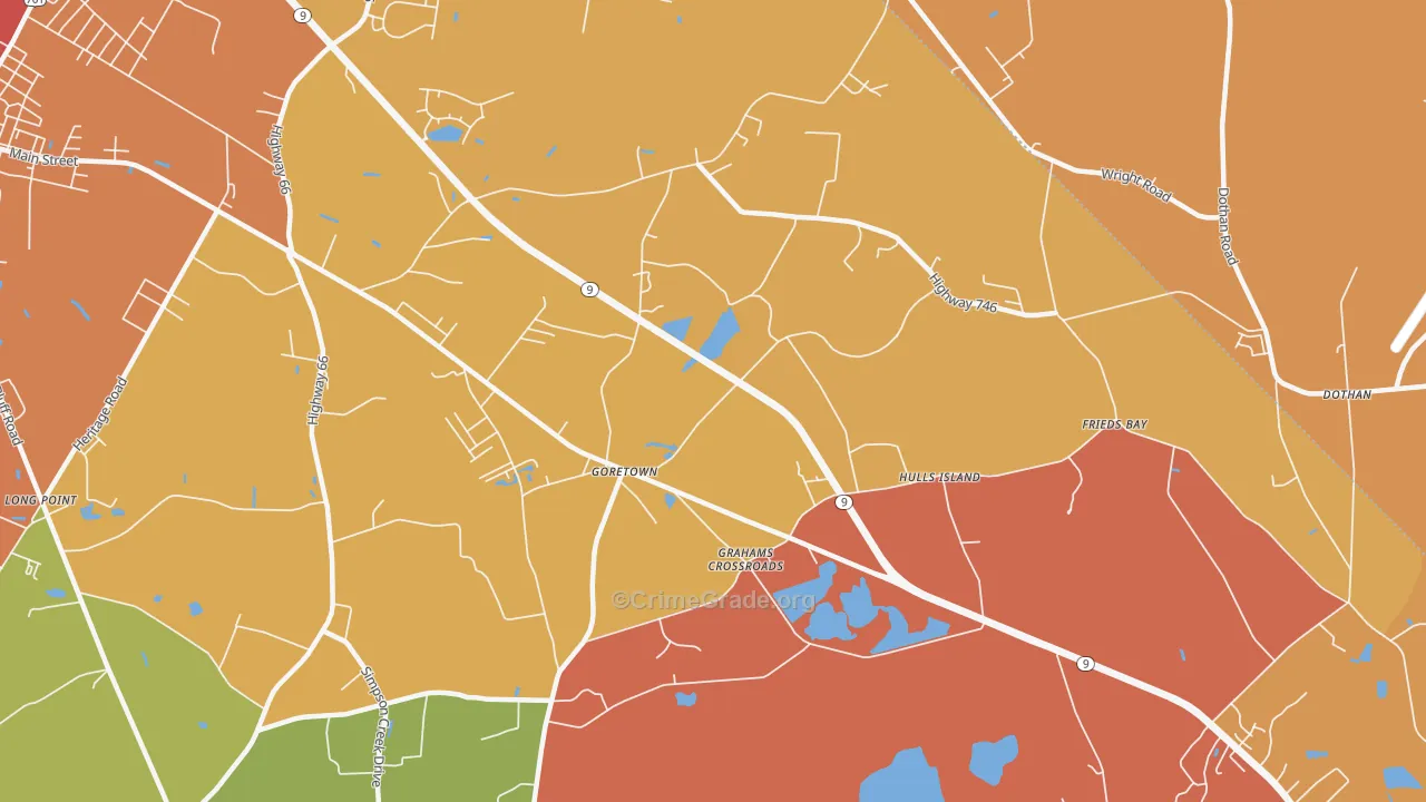 Goretown, SC Map of Drug-Related Crime Rates