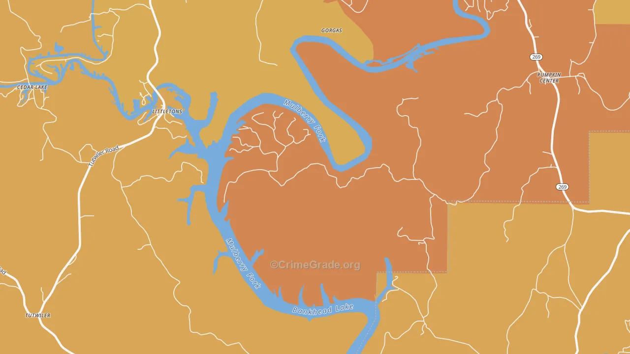 Gorgas, AL Map of Drug-Related Crime Rates