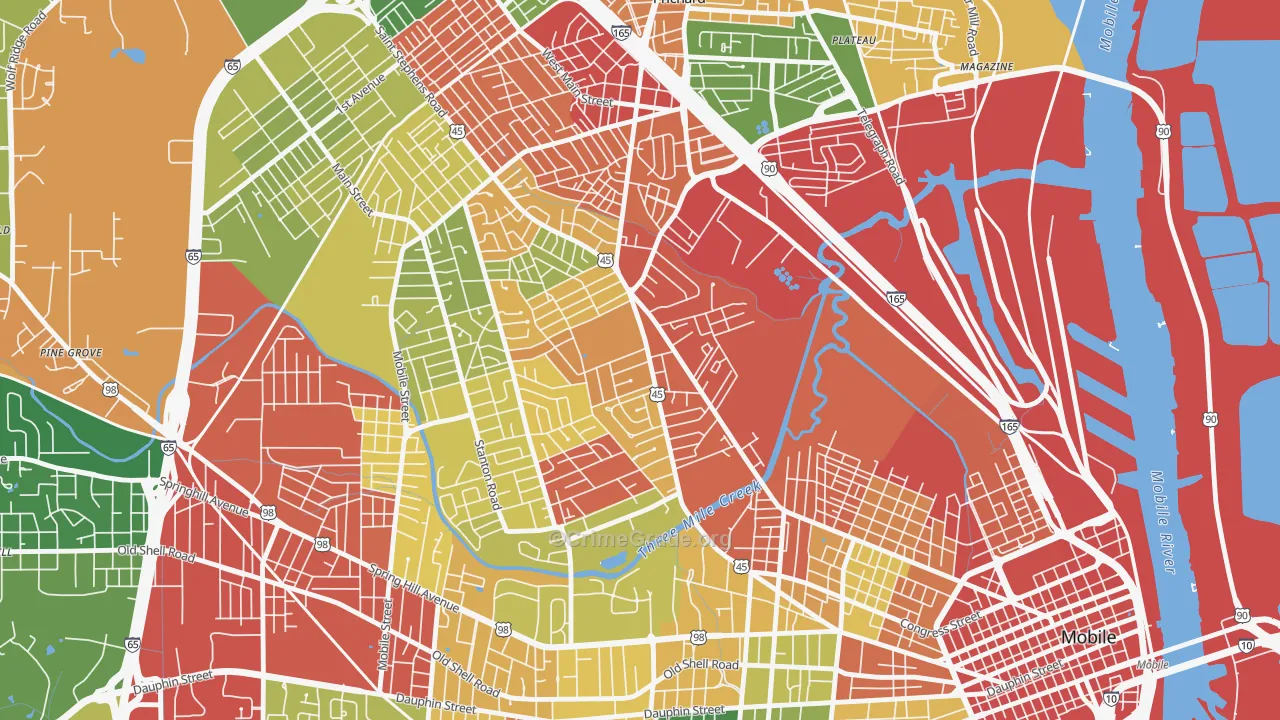 Gorgas, Mobile, AL Map of Drug-Related Crime Rates