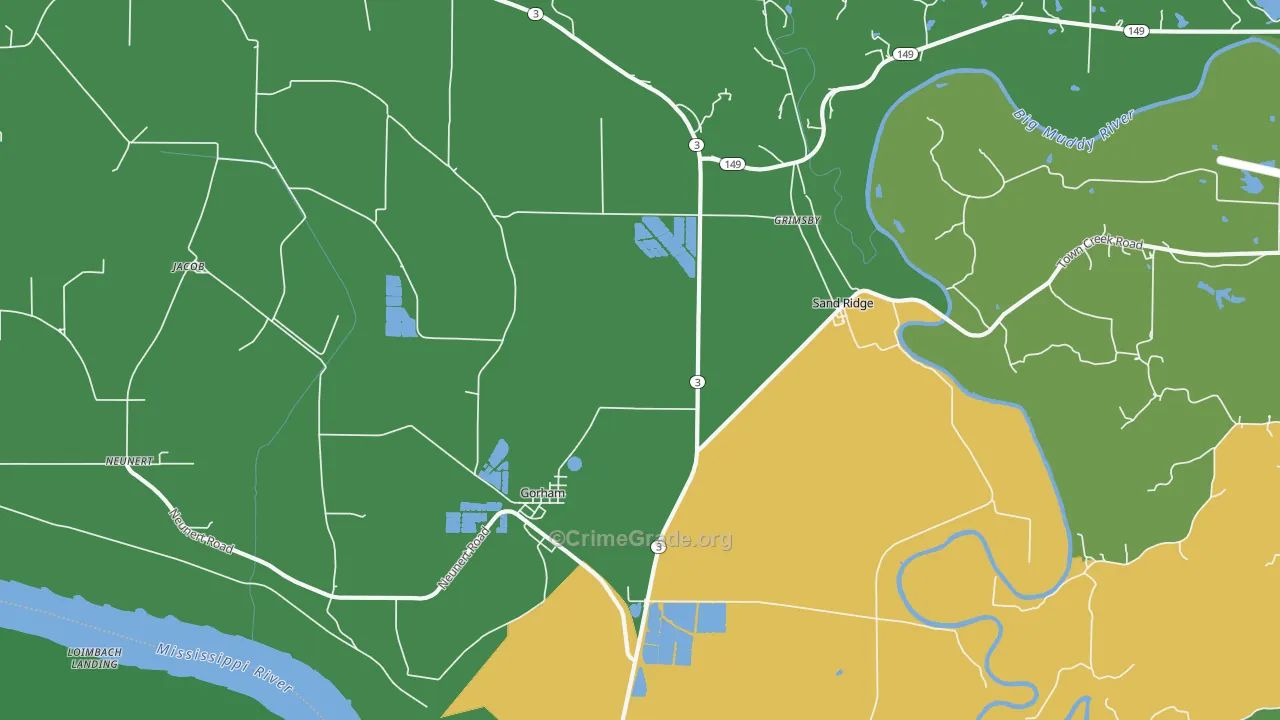 Gorham, IL Map of Drug-Related Crime Rates