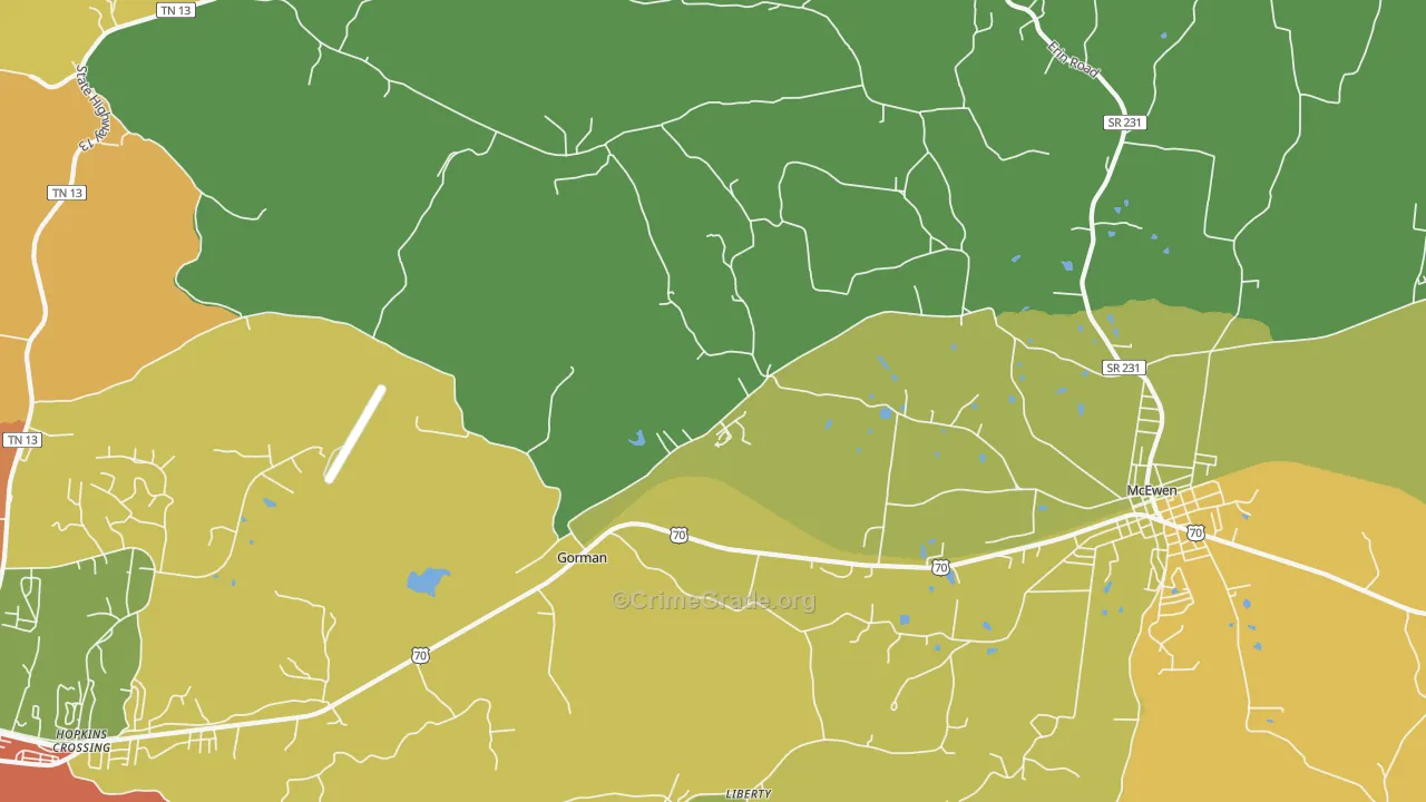 Gorman, TN Map of Drug-Related Crime Rates