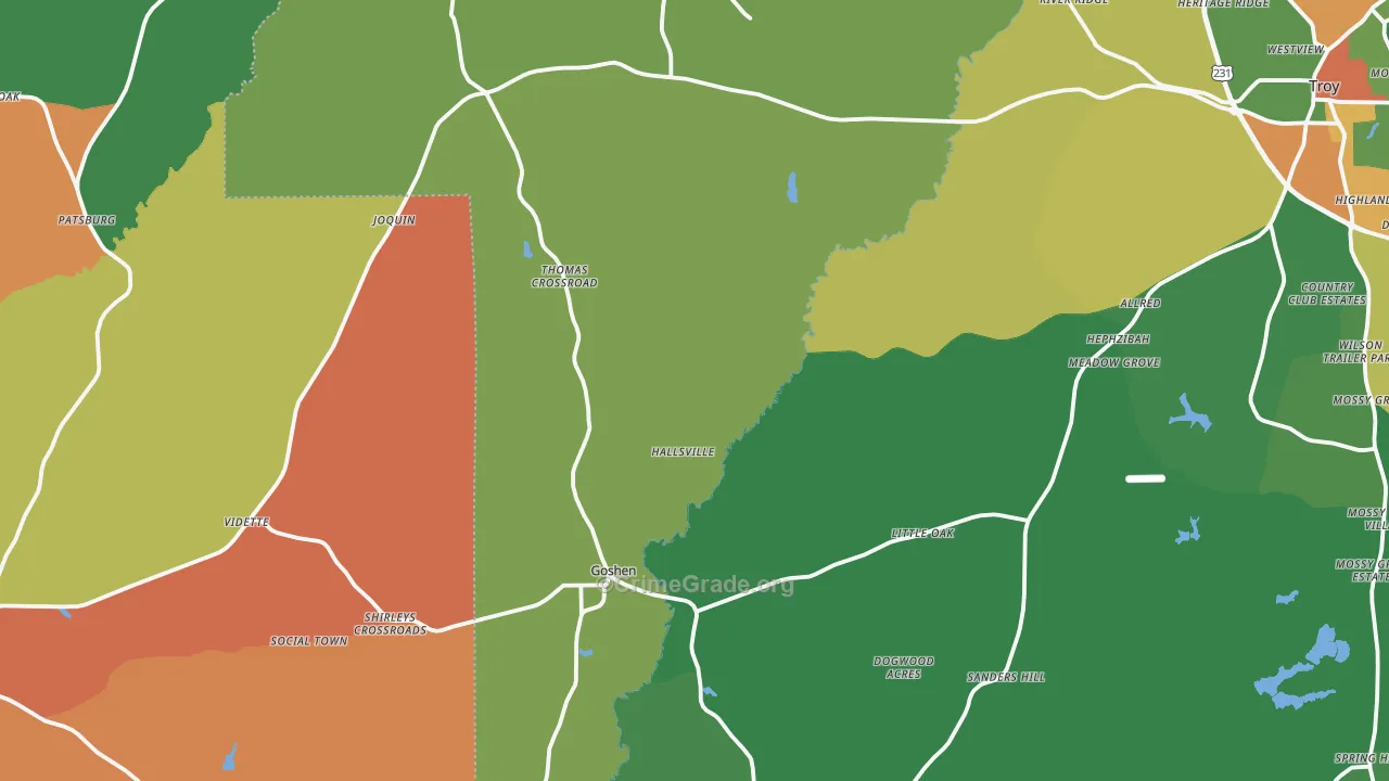 Goshen, AL Map of Drug-Related Crime Rates