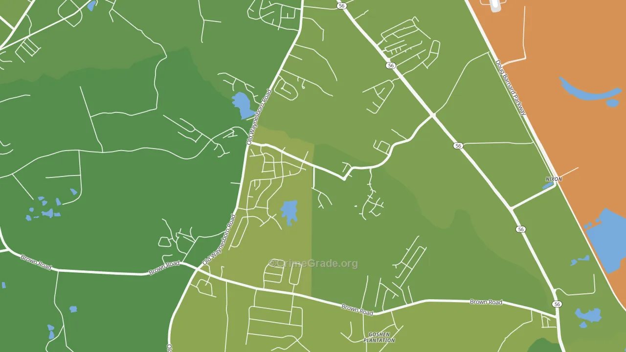 Goshen, Augusta, GA Map of Drug-Related Crime Rates