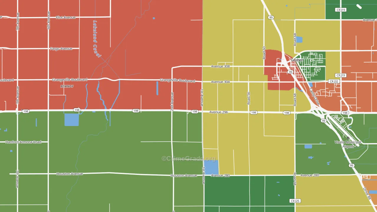 Goshen, CA Map of Drug-Related Crime Rates