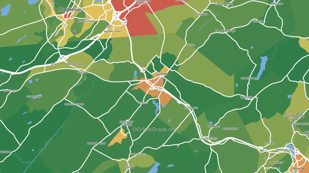 Goshen, NY Map of Drug-Related Crime Rates