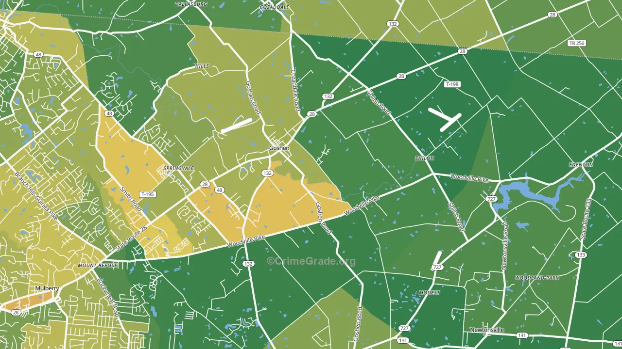 Goshen, OH Map of Drug-Related Crime Rates