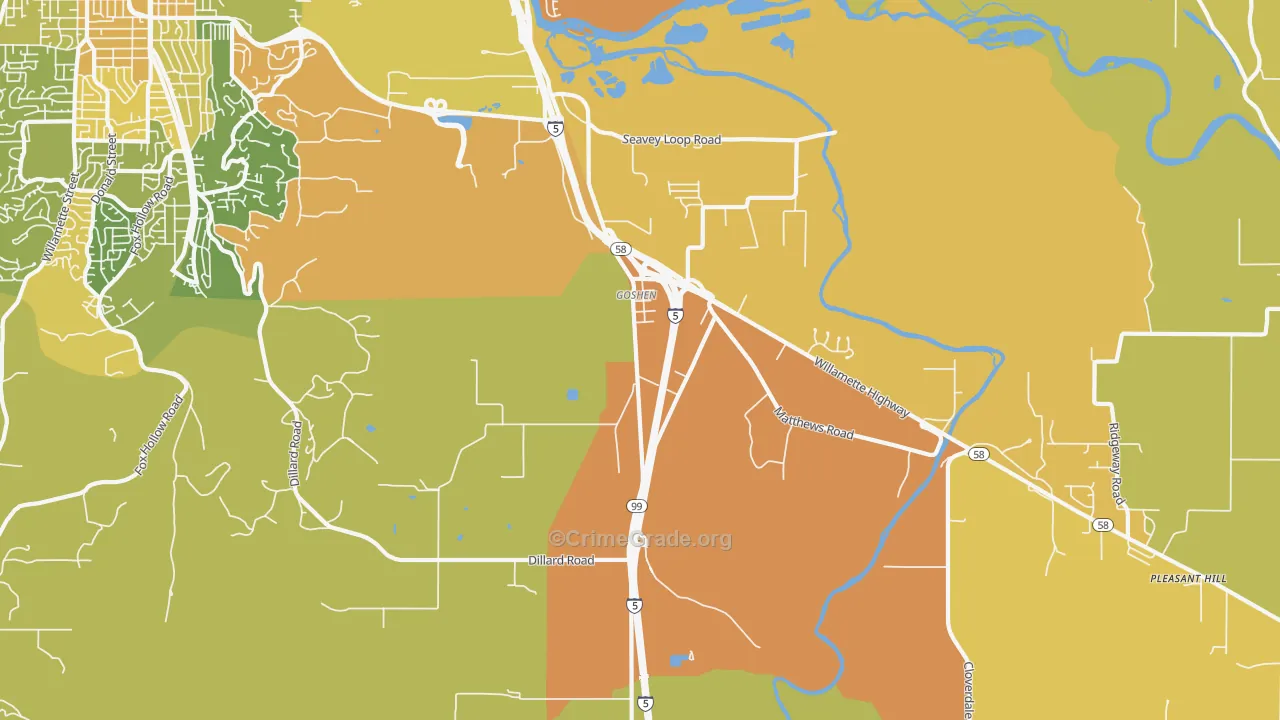 Goshen, OR Map of Drug-Related Crime Rates