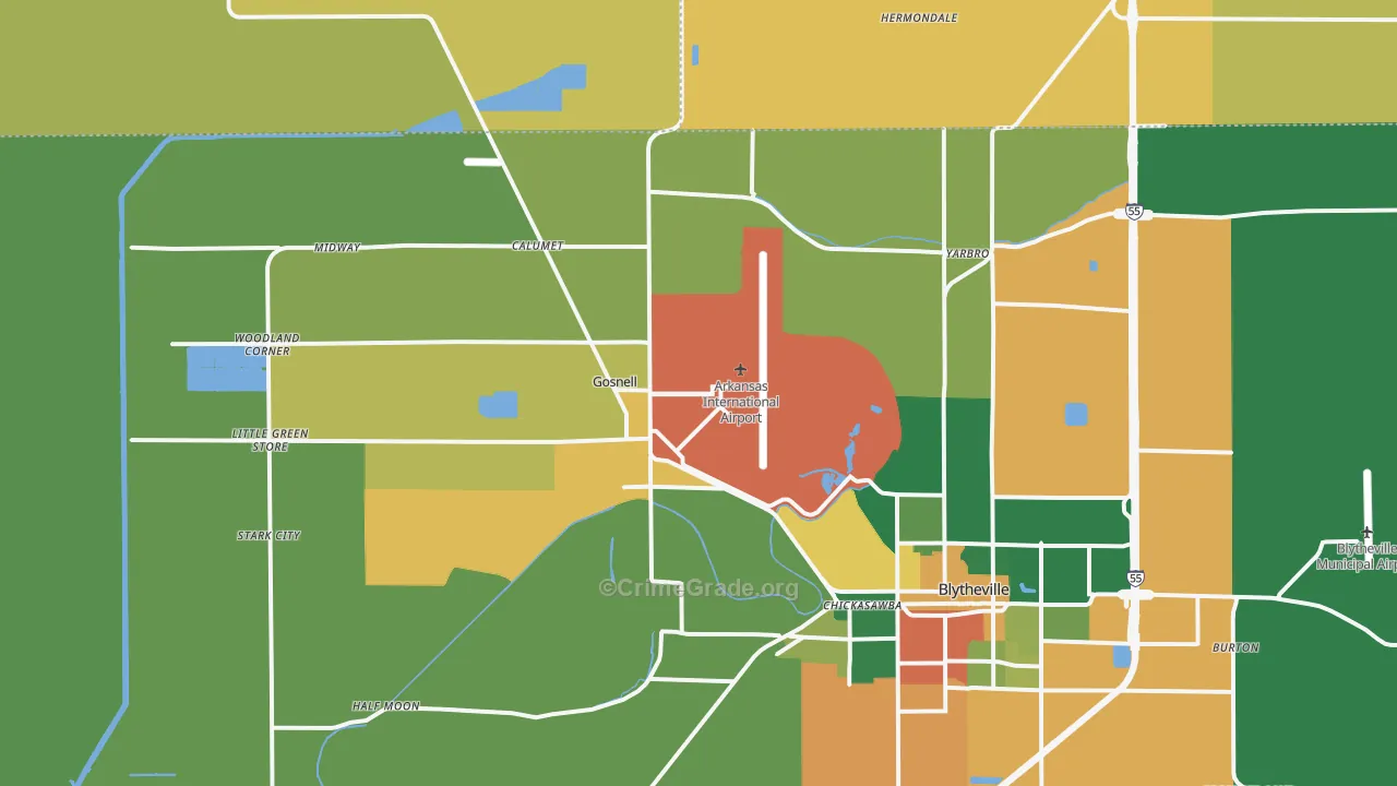 Gosnell, AR Map of Drug-Related Crime Rates