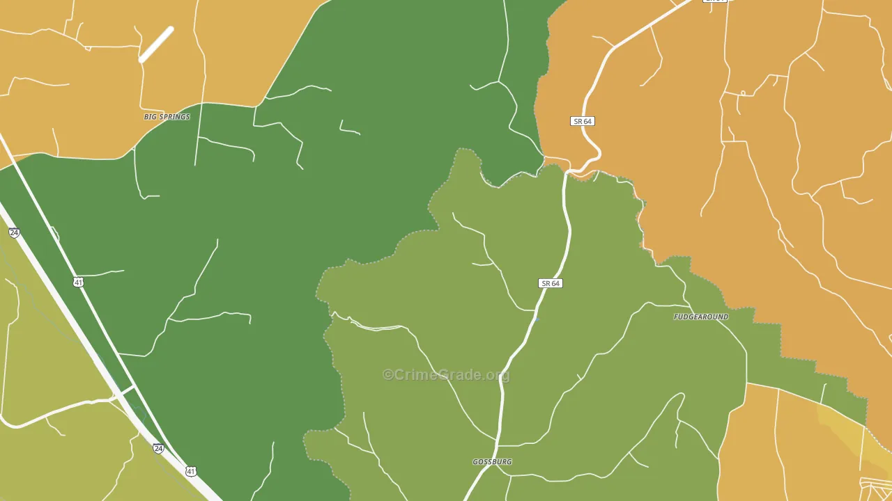 Gossburg, TN Map of Drug-Related Crime Rates