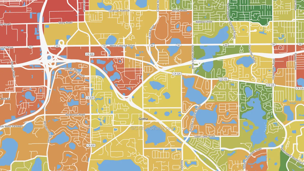 Gotha, FL Map of Drug-Related Crime Rates